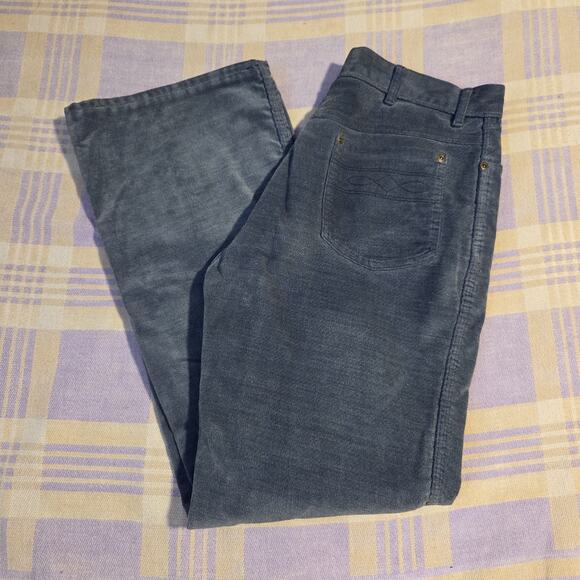 Vtg 70s Farah Blue Textured Disco Trousers 3D Soft Bell Bottoms Pants 32 USA - Picture 1 of 13
